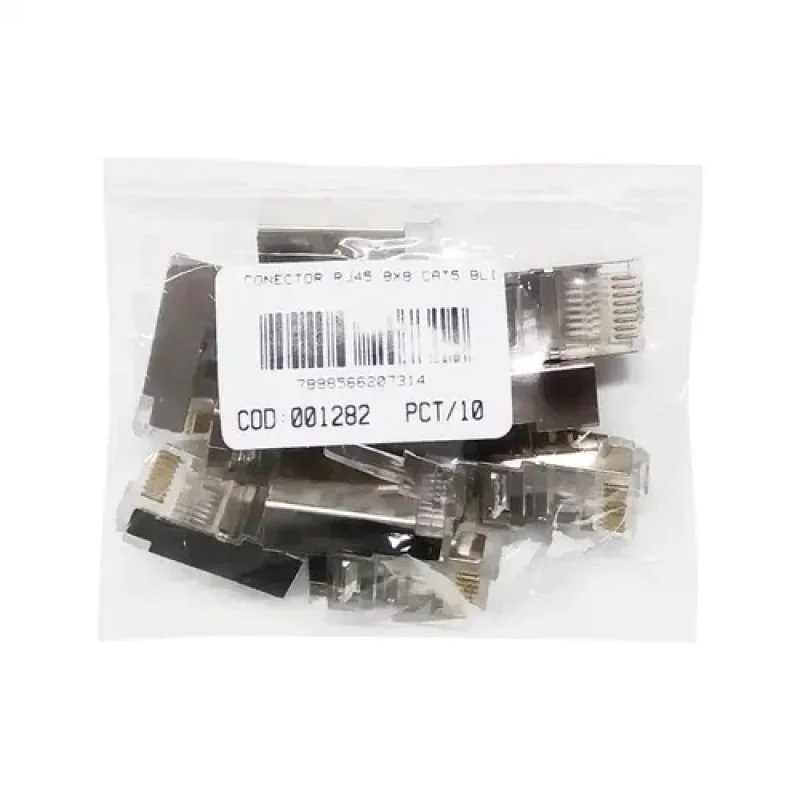 Imagem 3 de 3 do produto Conector Plug Modular Rj-45 Cabo De Rede Cat5 8x8 Blindado