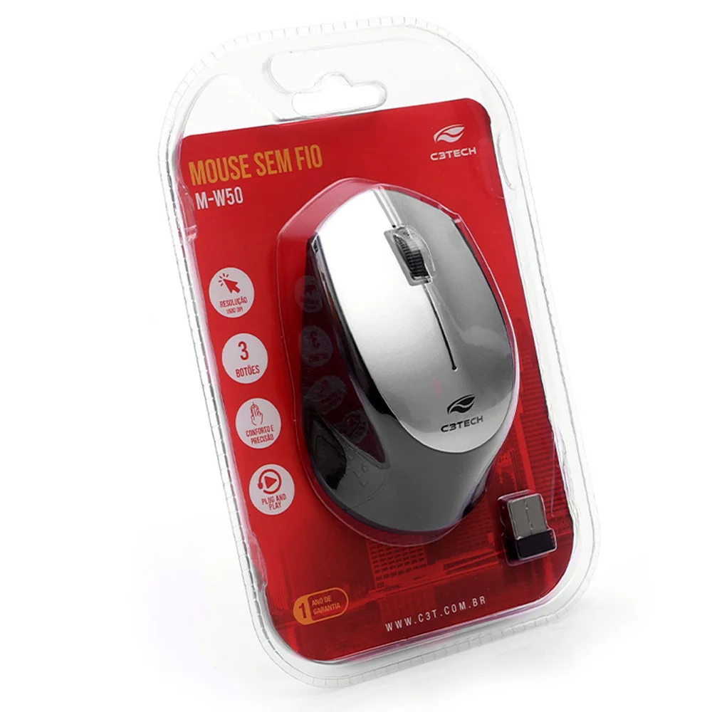 Imagem 5 de 5 do produto Mouse Sem Fio C3tech M-w50si Usb 1600 Dpi Rc Nano - Preto/prata