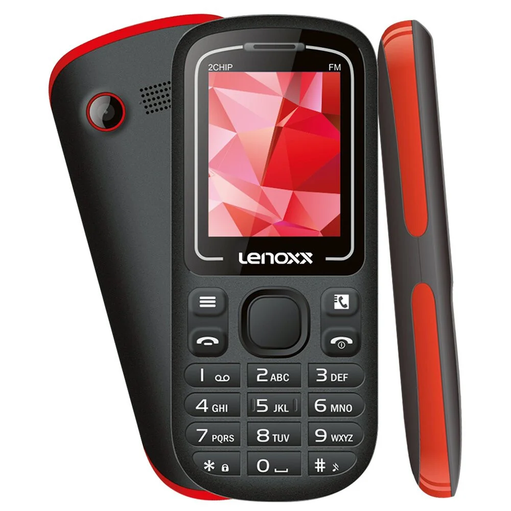 Celular Lenoxx Cx904, 2G, 32MB, 1GB RAM, Câmera VGA 0.3Mpx, Tela 1.8”, Bluetooth, Dual Chip, Preto e Vermelho