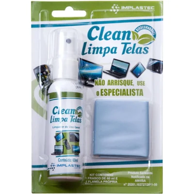 Limpa Telas com Flanela Clean 60ml IMPLASTEC