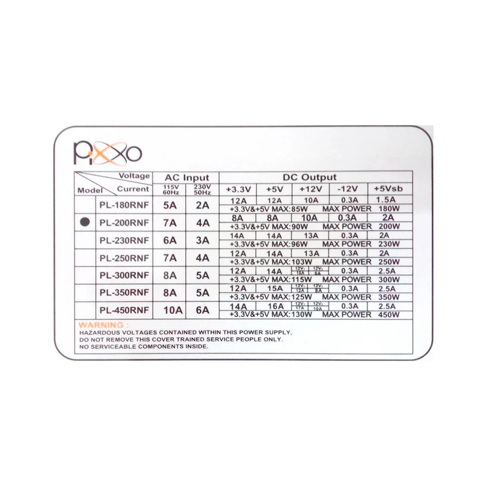 Imagem 5 de 5 do produto Fonte Pixxo SFX, 200W, 20/24 Pinos, Box - PL200WRPBG