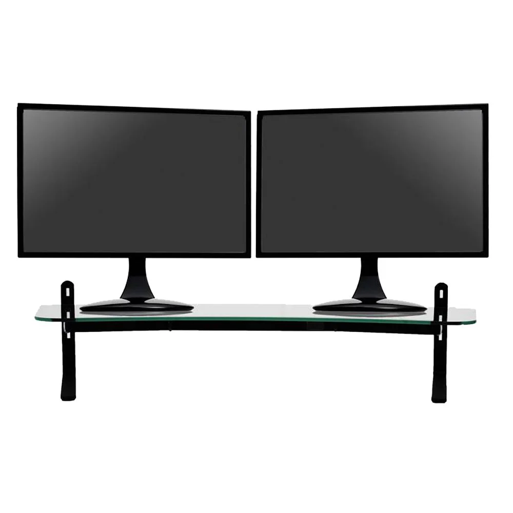 Imagem 3 de 5 do produto Suporte Para 02 Monitores Reliza Executive Preto Com Vidro Fume