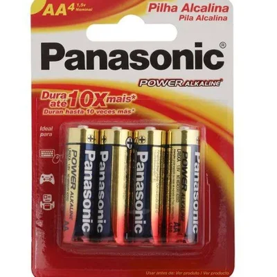 Pilha Panasonic Alcalina AA 1.5v 4 Unidades