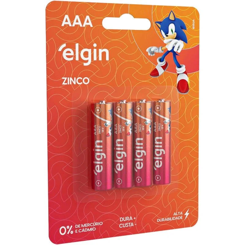 Pilha Zinco AAA Elgin, 4 Unidades Pilha Zinco AAA Elgin, 4 Unidades