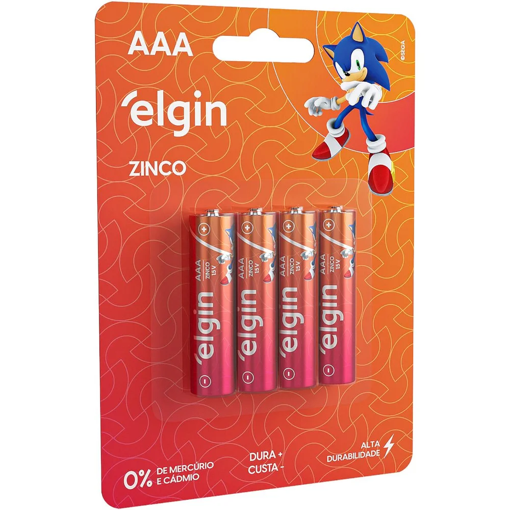 Pilha Zinco AAA Elgin, 4 Unidades Pilha Zinco AAA Elgin, 4 Unidades