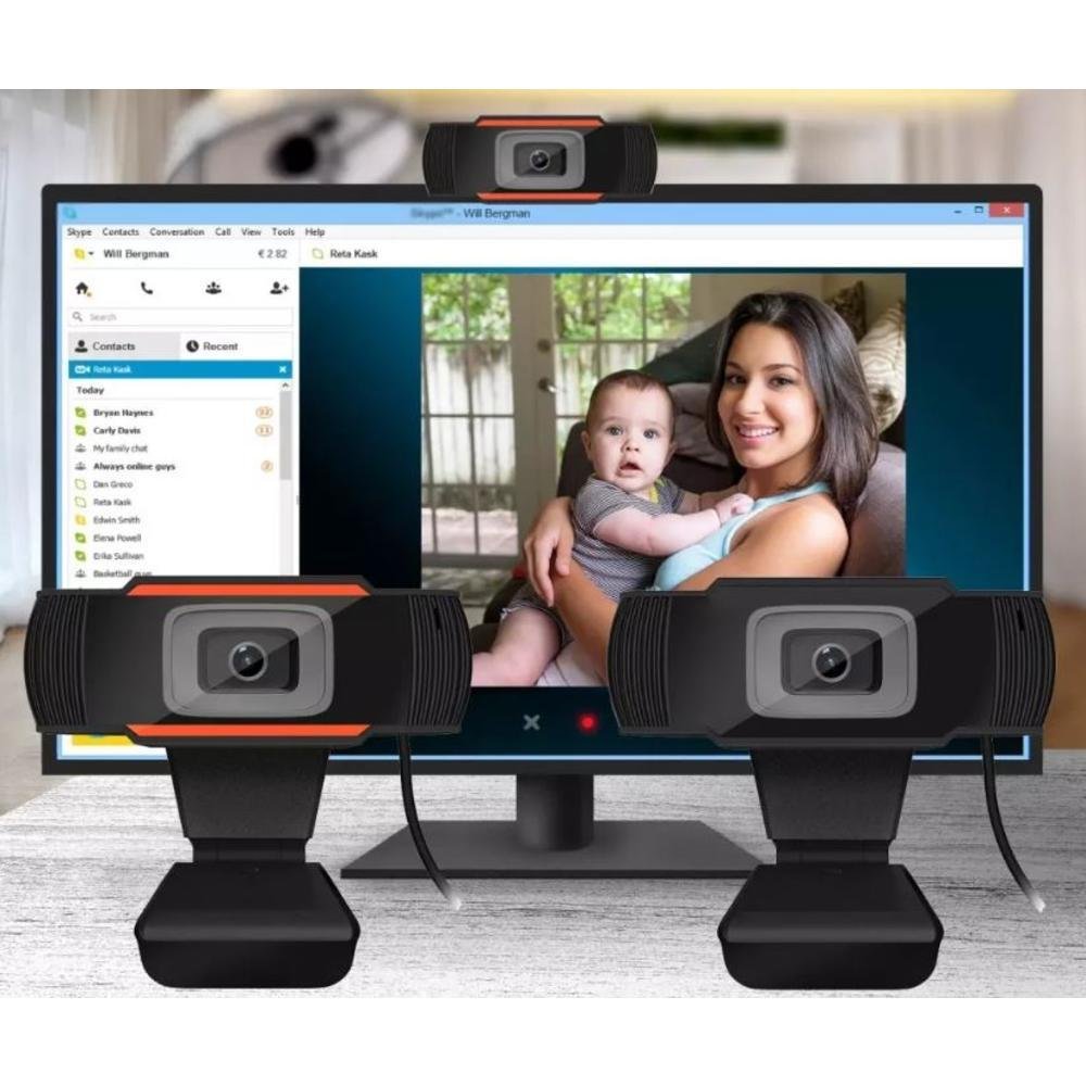 Imagem 2 de 3 do produto Webcam Home Office 720P, C/ Microfone, Meet  Zoom Teans - Nfe