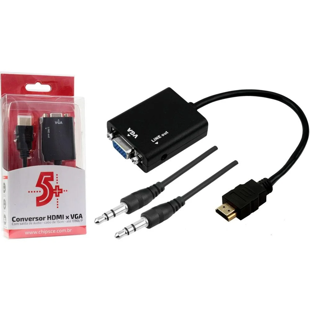 Imagem 3 de 5 do produto Adaptador Conversor HDMI Para VGA, LEY-77, Lehmox, Box