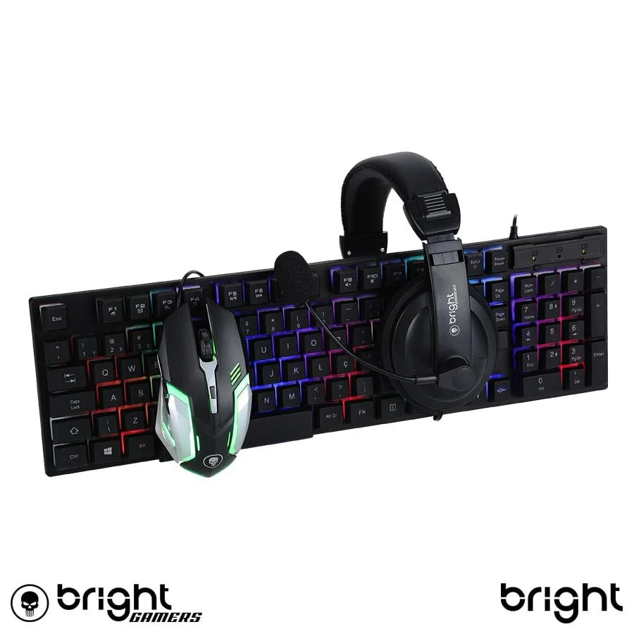 Imagem 3 de 5 do produto Kit Gamer Bright 0543 Com Mouse, 2400 DPI + Teclado LED + Headset