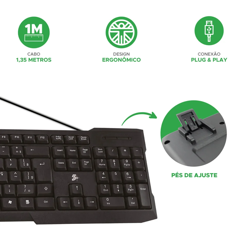 Imagem 2 de 5 do produto Kit Teclado + Mouse Office Santana Centro, USB, Abnt2