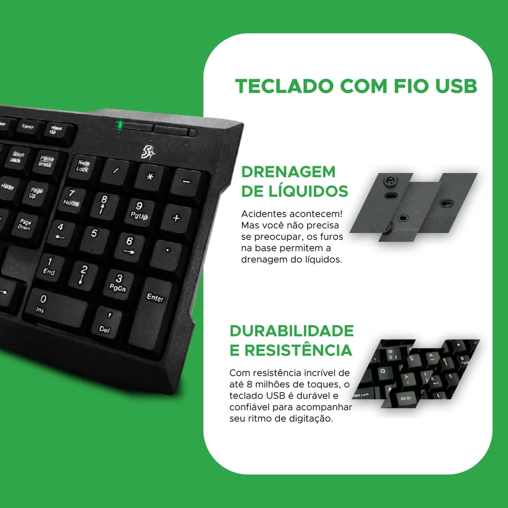 Imagem 5 de 5 do produto Kit Teclado + Mouse Office Santana Centro, USB, Abnt2
