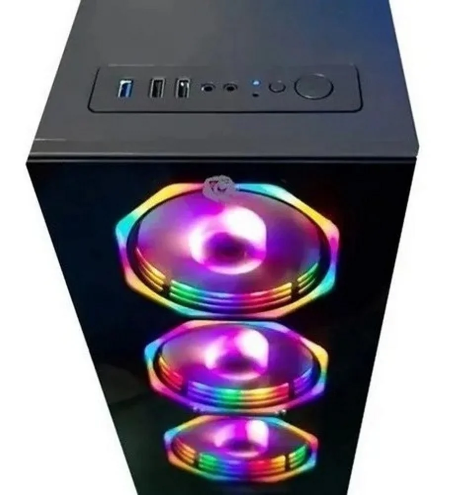 Imagem 3 de 5 do produto Gabinete Gamer Hayom C/ 4 Fans Rgb Lateral E Frontal Em Vidro Usb 3.0 - Gb1701