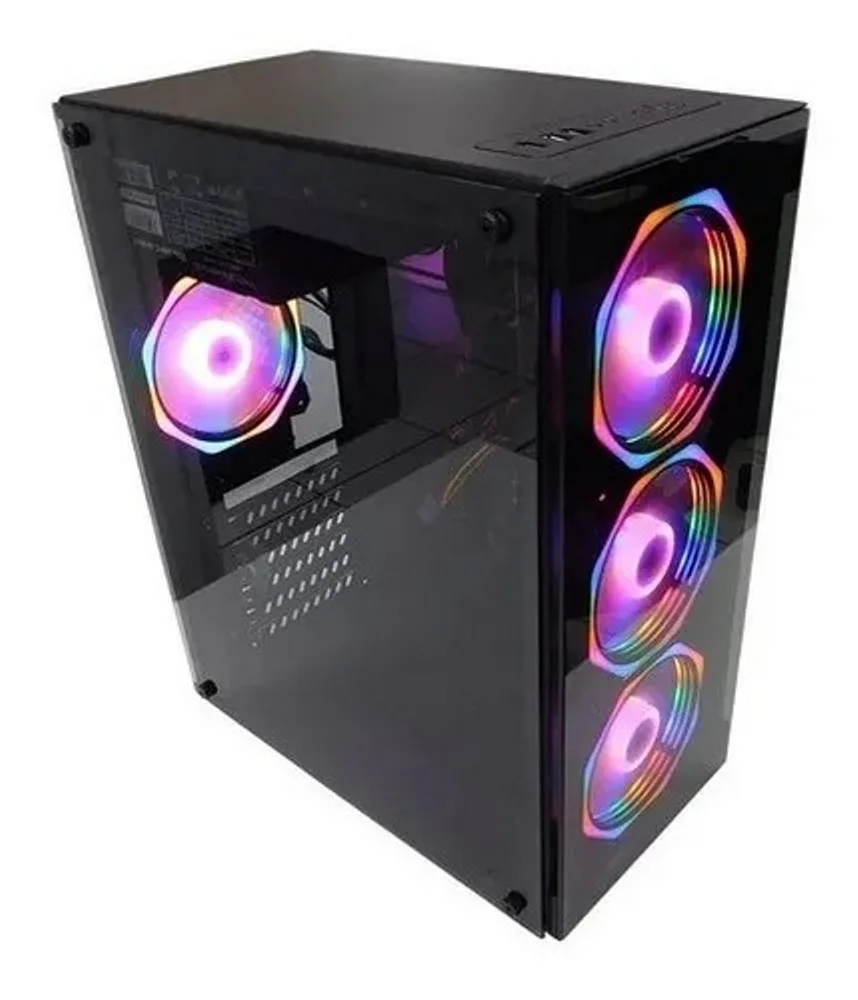 Imagem 5 de 5 do produto Gabinete Gamer Hayom C/ 4 Fans Rgb Lateral E Frontal Em Vidro Usb 3.0 - Gb1701