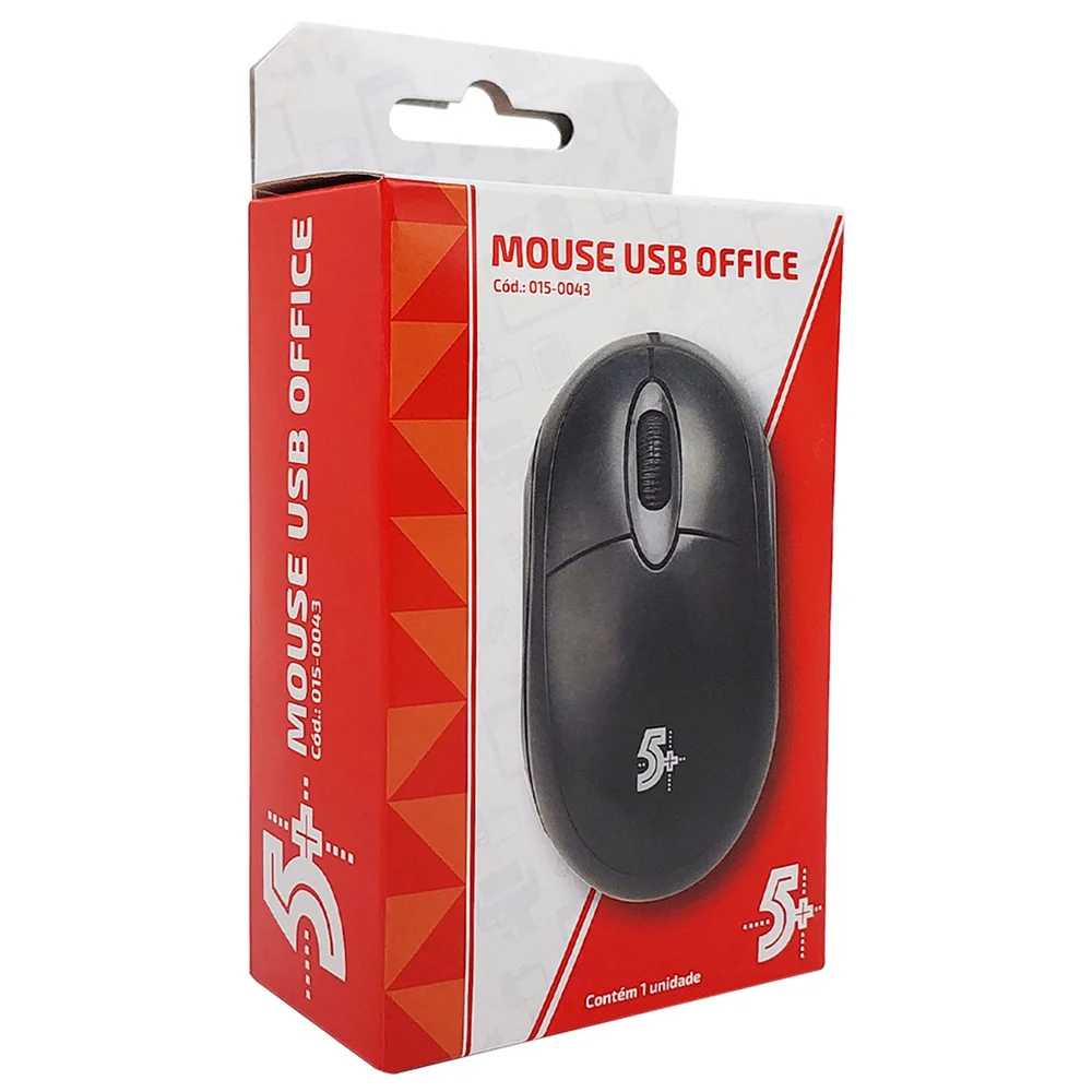 Mouse Usb 5+ 1000 Dpi, Preto, Office, Box - 015-0043 Mouse Usb 5+ 1000 Dpi, Preto, Office, Box - 015-0043