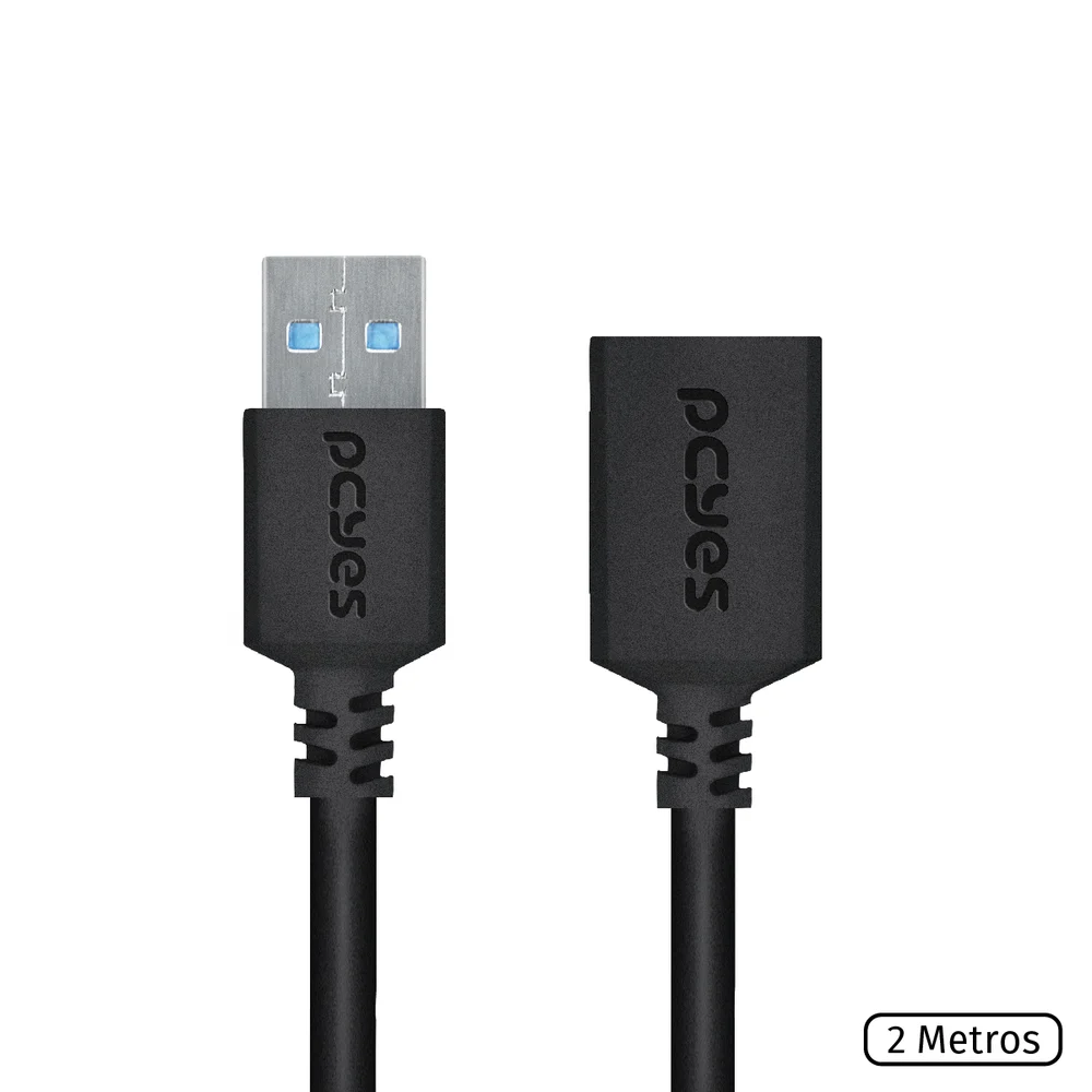 Imagem 2 de 5 do produto Cabo Extensor USB A 3.0 Para USB A 3.0, PCYES 28awg, Puro Cobre, 2Mts - Puamf3-2