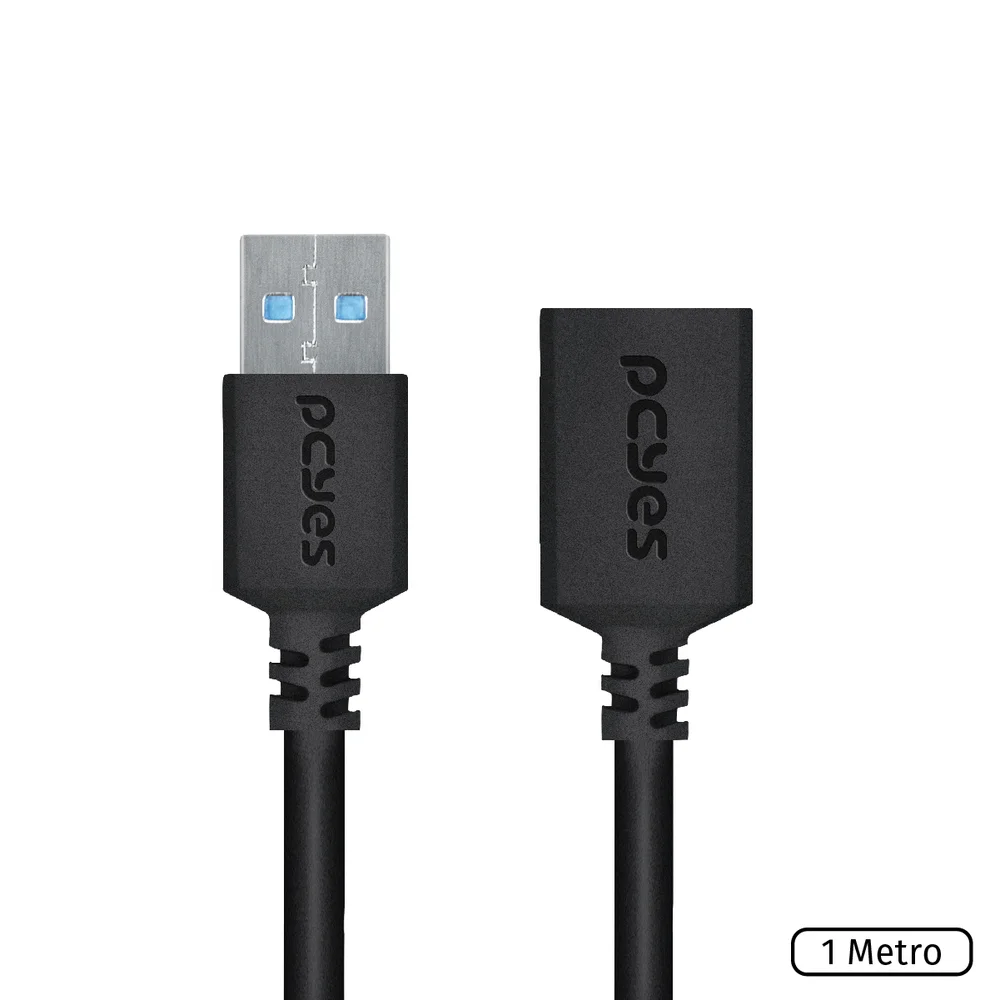 Imagem 2 de 5 do produto Cabo Extensor USB A 3.0 Para USB A 3.0, PCYES 28awg, Puro Cobre, 1Mt - Puamf3-1