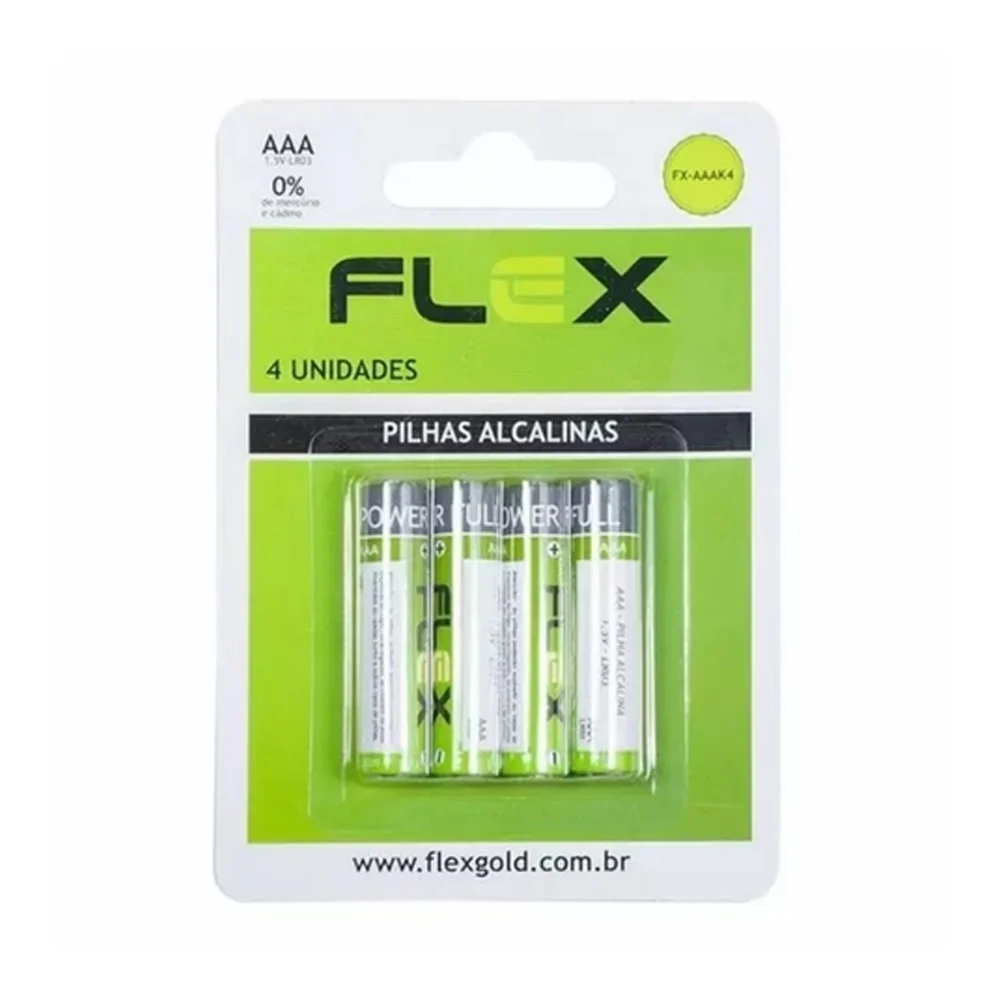 Pilha Flex Aaa Alcalina 4 Unidades