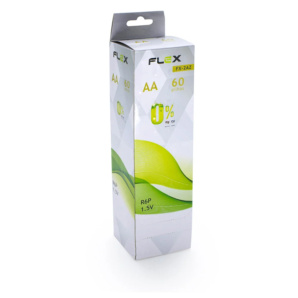 Tubo 60 Pilhas Flex Aa Zinco 15 Packs 4 Unidades