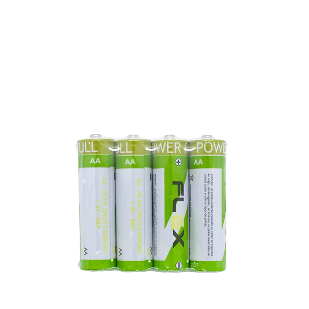 Tubo 60 Pilhas Flex Aa Zinco 15 Packs 4 Unidades