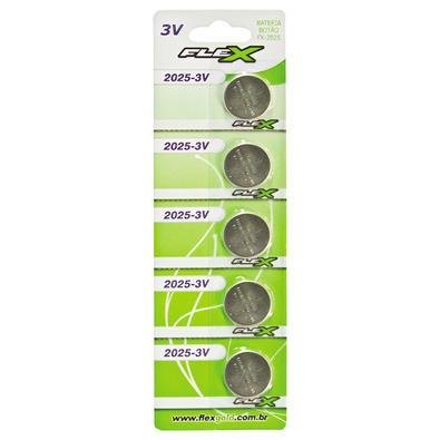 Pilha De Lithium Flex Cr2025 Pack Com 5 Unidades