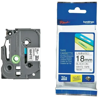Fita Brother TZ-241 18mm Preto sobre Branco