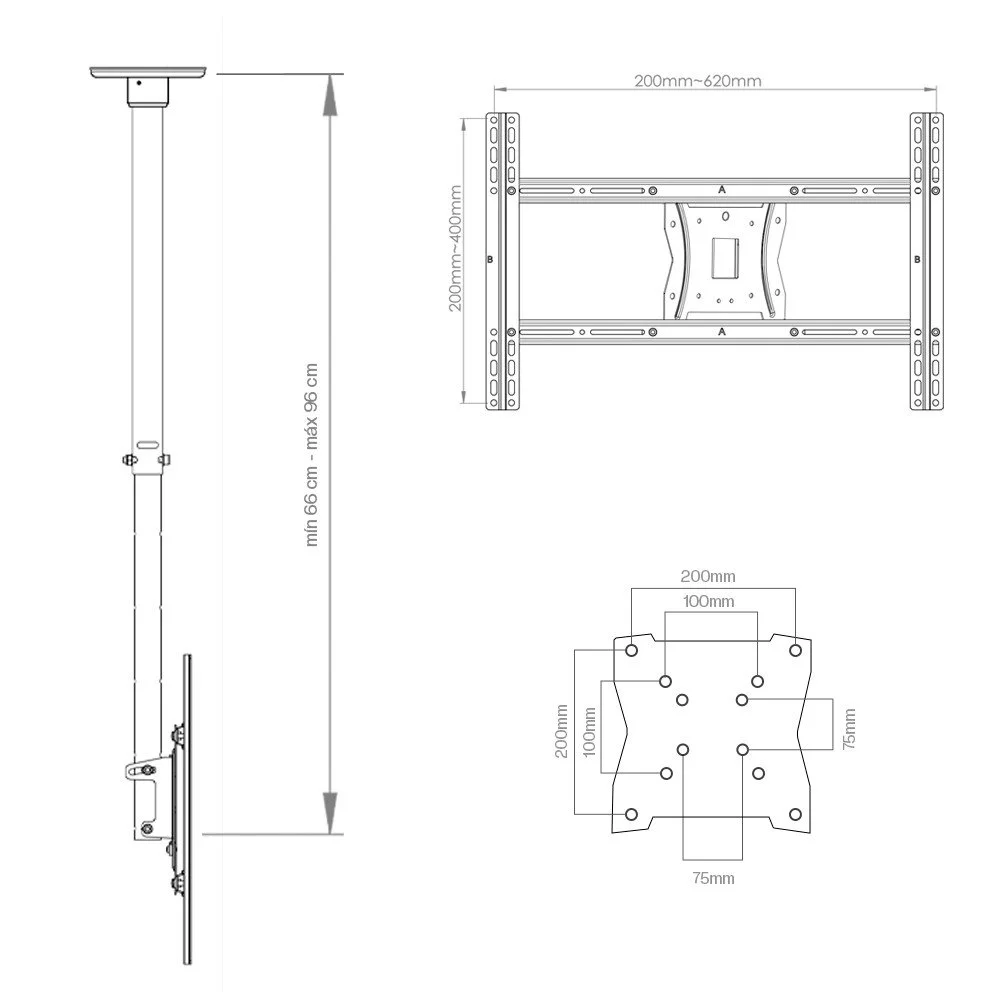 Imagem 2 de 5 do produto Suporte Sumay Fixo de Teto, para Tv de 26 a 70, Sm-spmac
