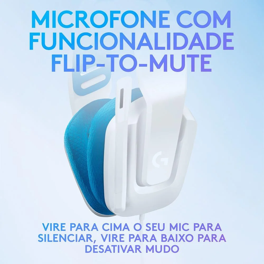 Imagem 5 de 5 do produto Headset Gamer Logitech G335, 40mm, P3, Compatibilidade PC, Xbox, Playstation, Nintendo Switch, e dispositivos móveis, Branco - 981-001017