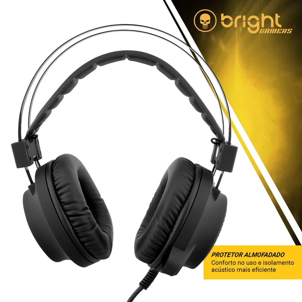 Headset Gamer, Bright, USB 7.1 Surround, Fone Com Led, 50 mm