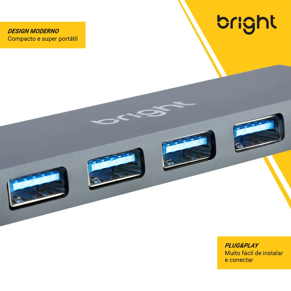 Imagem 4 de 5 do produto Hub USB, 4 Portas, 3.0 Ultrarrápido, Bright 598