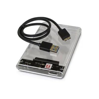 Case Para HD Exbom Externo, SATA 2.5, USB 3.0, Transparente, Slim - ECASE-300