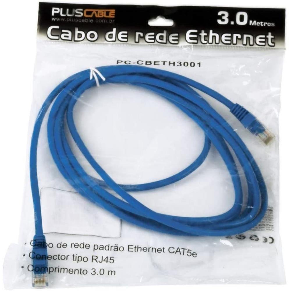 Imagem 4 de 4 do produto Patch Cord Cat.5e 3m Azul Pc-cbeth3001 Plus Cable