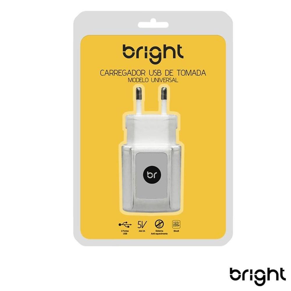 Imagem 3 de 3 do produto Carregador Usb De Tomada Com 2 Portas Usb Bivolt 377 Bright