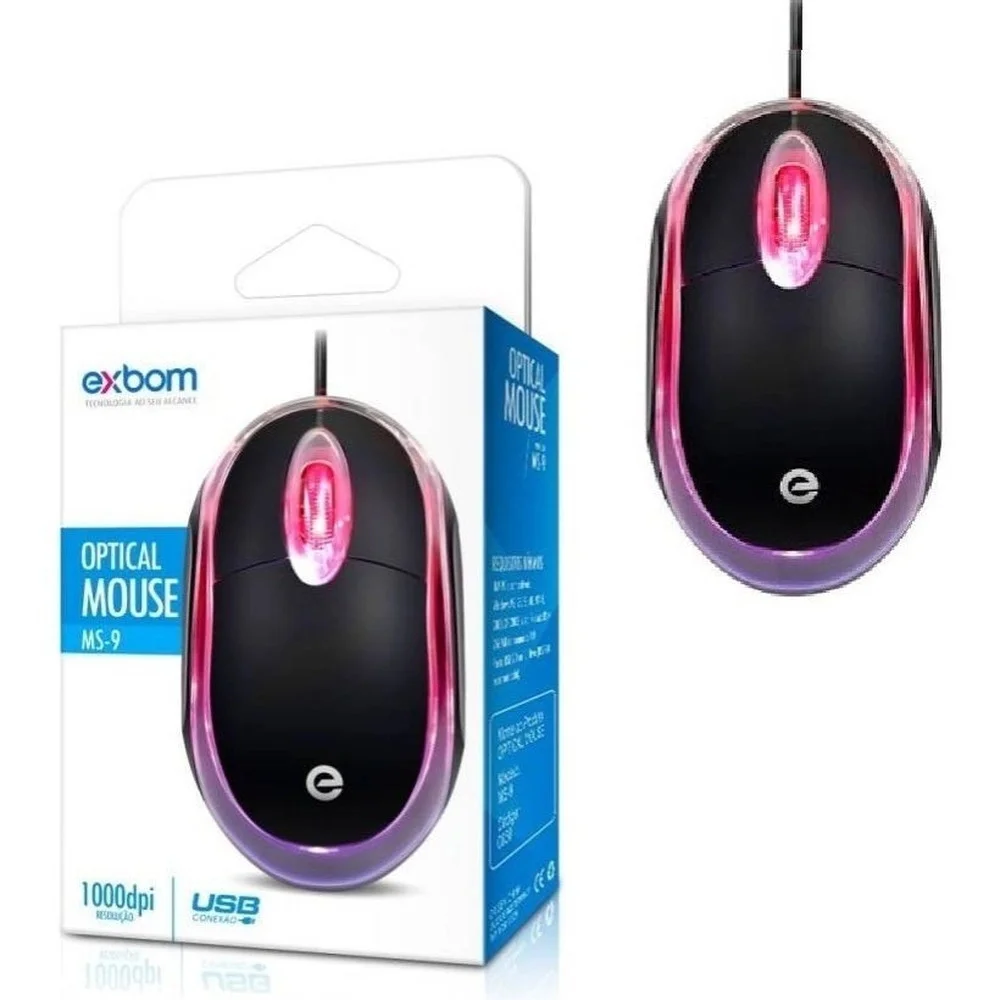 Imagem 5 de 5 do produto Mouse Usb Óptico Com Fio Exbom Ms-9