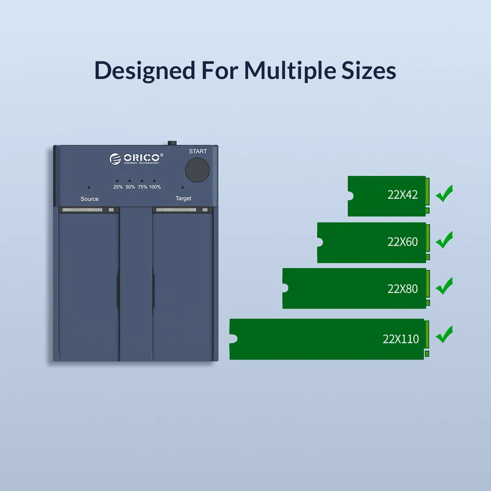 Imagem 2 de 5 do produto Dock Station Orico, Clone Offline para Nvme M.2 SSD, 2 Entradas, Cinza - M2P2-C3-C