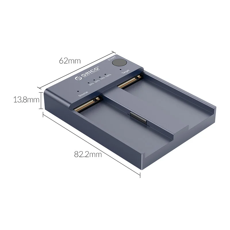 Imagem 4 de 5 do produto Dock Station Orico, Clone Offline para Nvme M.2 SSD, 2 Entradas, Cinza - M2P2-C3-C