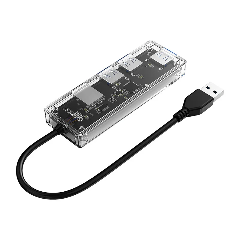 Imagem 2 de 5 do produto HUB Orico USB 3.0, 3 Portas, Com Leitor De Cartão, Transparente - TA2U3-3ATS