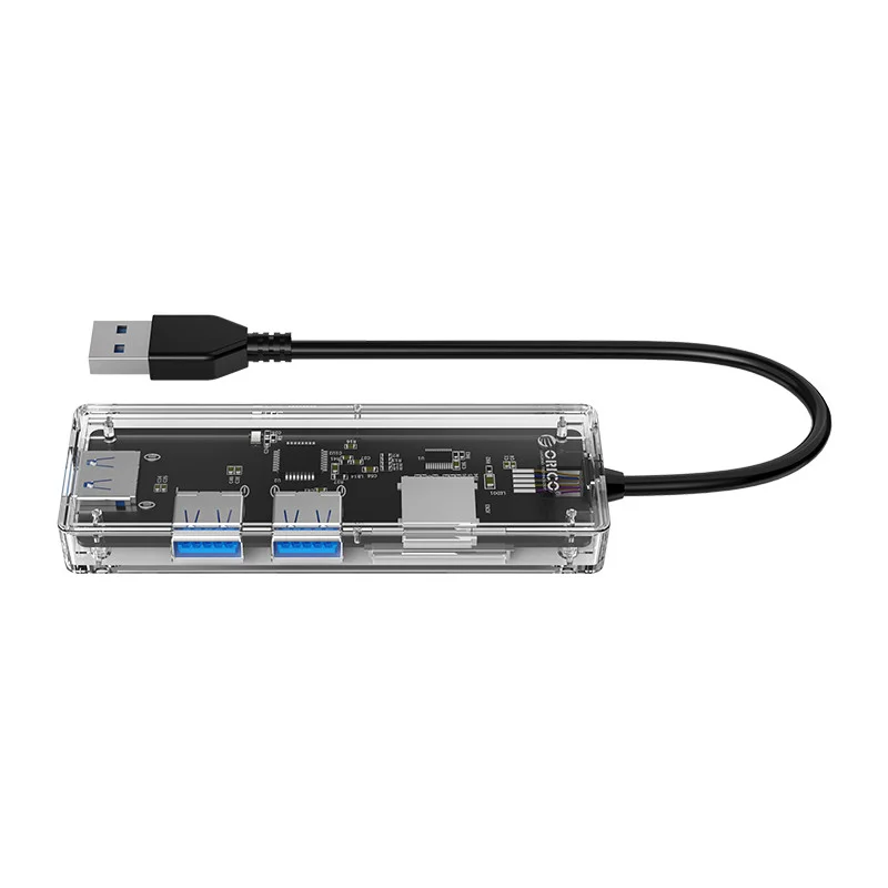 Imagem 4 de 5 do produto HUB Orico USB 3.0, 3 Portas, Com Leitor De Cartão, Transparente - TA2U3-3ATS