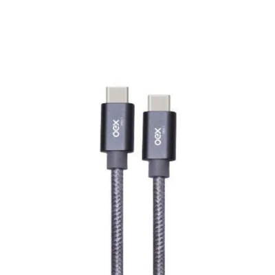 Cabo Carregador OEX CE200, Type C, Nylon Trançado, 1.5M, Cinza