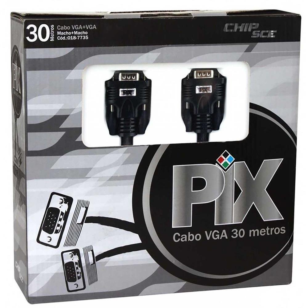 Imagem 2 de 4 do produto Cabo Vga + Vga Com Filtro 30m Preto 018-7730  - Pix