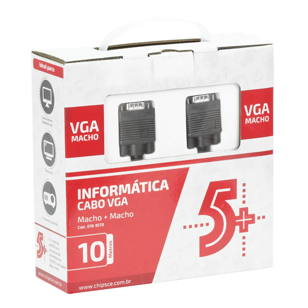 Imagem 4 de 4 do produto Cabo VGA para VGA Pix, 10M, Com Filtro - 018-9570