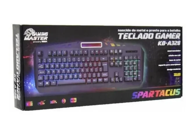 Imagem 3 de 5 do produto Teclado Semi-mecânico Gamer Kmex Spartacus, LED RGB, Anti-Ghosting, ABNT2, Preto - Kb-a328