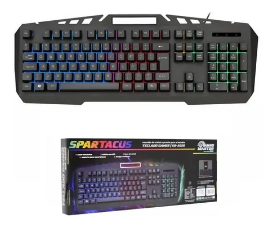 Imagem 4 de 5 do produto Teclado Semi-mecânico Gamer Kmex Spartacus, LED RGB, Anti-Ghosting, ABNT2, Preto - Kb-a328