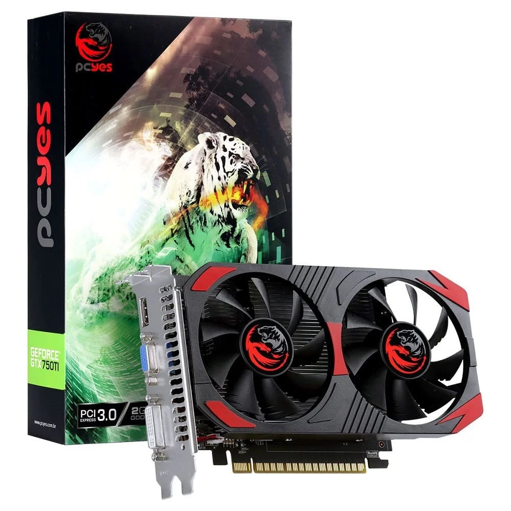 Placa De Vídeo Pcyes GTX 750 Ti NVIDIA GeForce, GDDR5 2GB, 128bits, Dual Fan - Pj750tir5df 3568 Placa De Vídeo Pcyes GTX 750 Ti NVIDIA GeForce, GDDR5 2GB, 128bits, Dual Fan - Pj750tir5df 3568