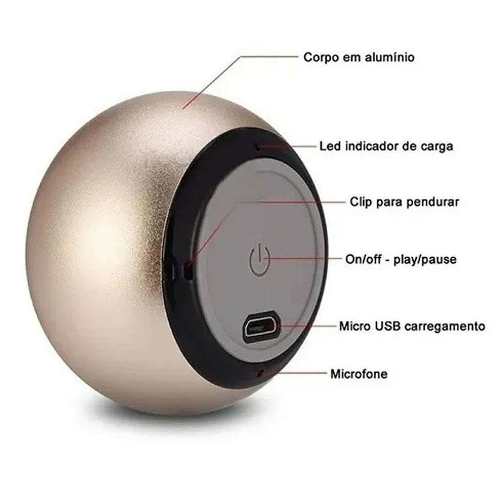 Imagem 2 de 3 do produto Caixinha Caixa Som Bluetooth Mini Super Premium - Dourada