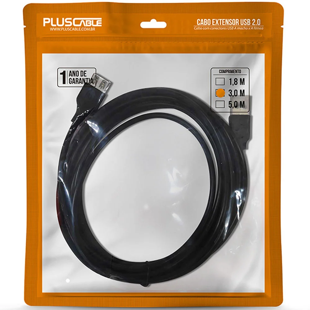 Imagem 2 de 5 do produto Cabo Extensor Plus Cable Usb 2.0 A Macho / A Fêmea 3 Metros