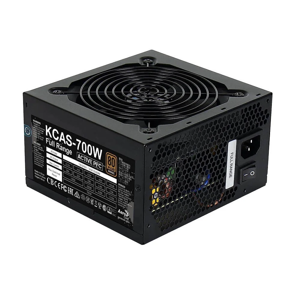 Imagem 3 de 5 do produto Fonte Gamer Aerocool ATX KCAS, 700W, Sem Cabo, Preto - EN53381