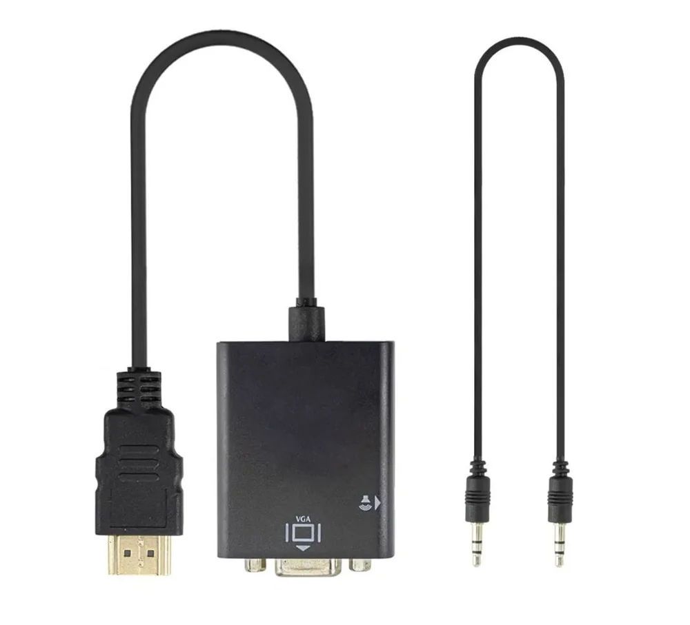 Imagem 3 de 4 do produto Cabo Adaptador Conversor HDMI Para VGA Lelong, Com Cabo Auxiliar De Áudio