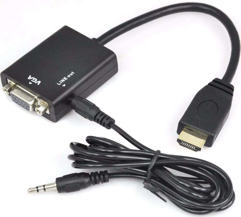 Imagem 4 de 4 do produto Cabo Adaptador Conversor HDMI Para VGA Lelong, Com Cabo Auxiliar De Áudio