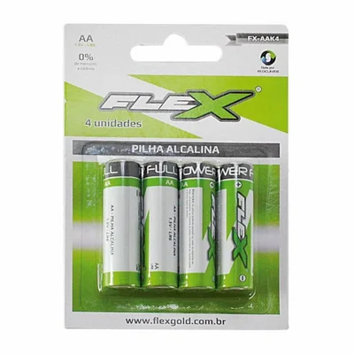 Pilha Flex Aa Alcalina 4 Unidades