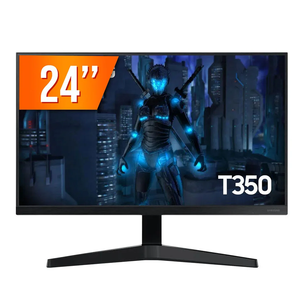 Monitor Gamer Samsung T350 24" FULL HD, Tela Plana, 75Hz, 5Ms, HDMI, FreeSync, Game Mode