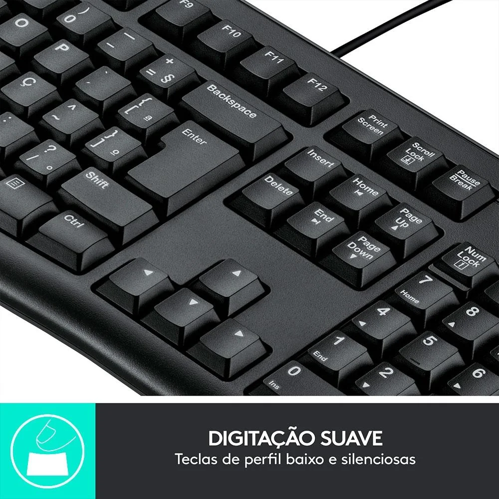 Imagem 2 de 5 do produto Teclado E Mouse Logitech MK120, Resistente À Água, 1000DPI, Preto, ABNT2 - 920-004429